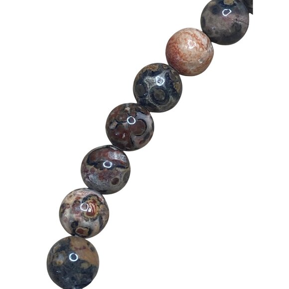 Red Jasper & Rhyolite Beaded Necklace With Silver Clasp - Picture 7 of 14